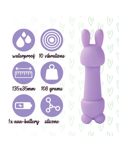 FEELZTOYS Mister bunny - vízálló, mini masszírozó vibrátor szett (lila)