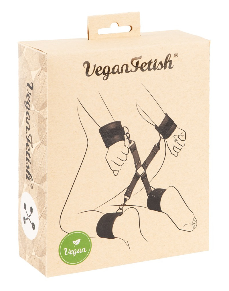 Vegan Fetish - keresztpántos csukló- és bokabilincs szett (fekete)