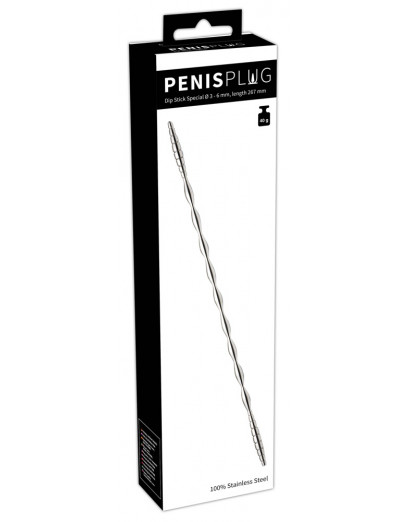 Penisplug Dilator - acél húgycsőtágító dildó (0,3-0,6cm) - ezüst