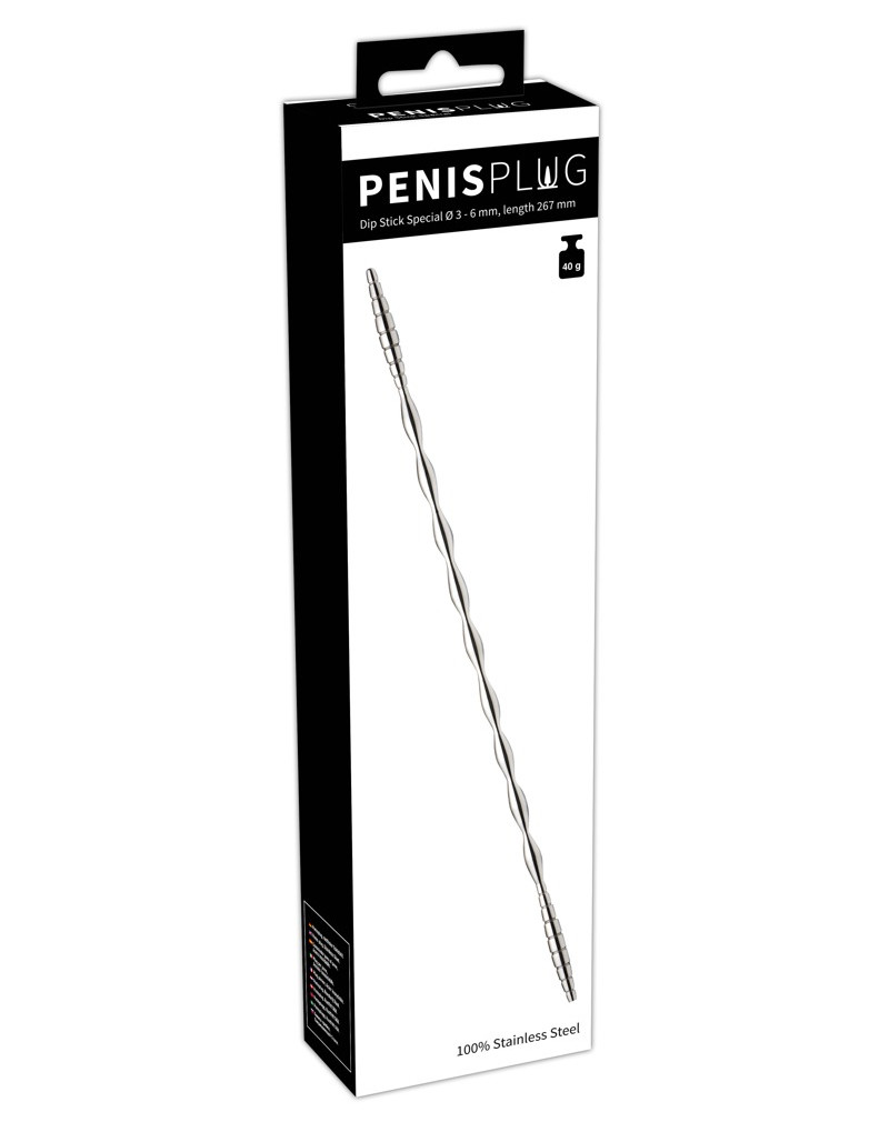 Penisplug Dilator - acél húgycsőtágító dildó (0,3-0,6cm) - ezüst