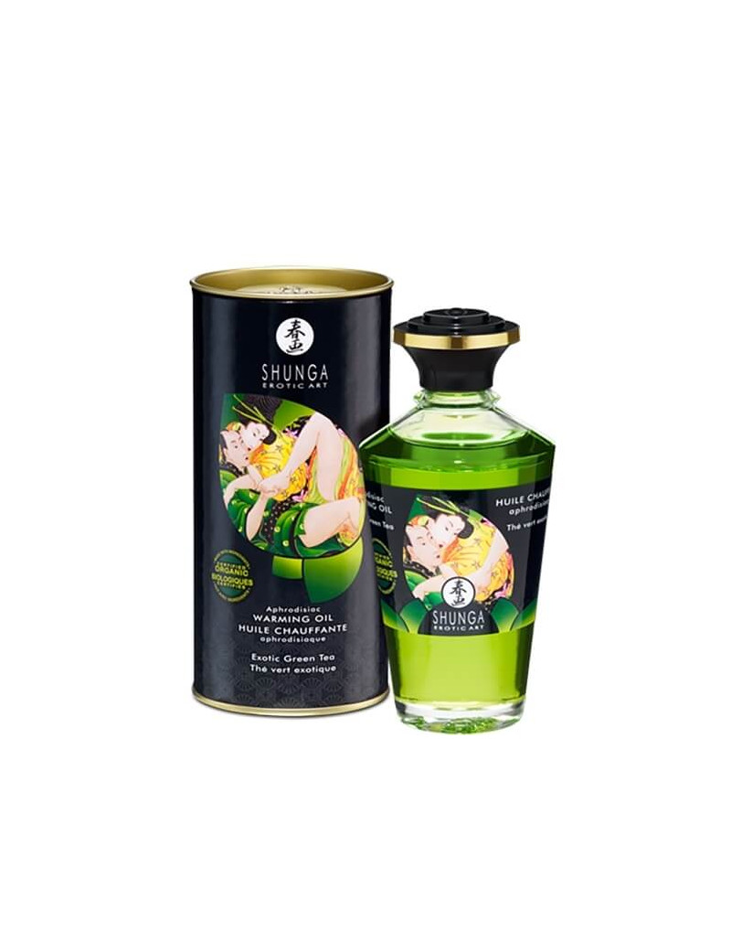 Shunga - melegítő hatású masszázsolaj - zöld tea (100ml)