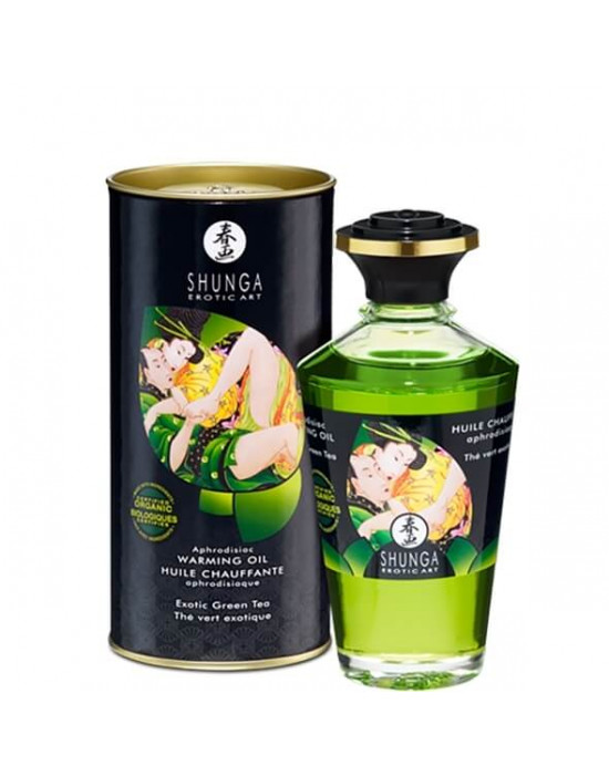 Shunga - melegítő hatású masszázsolaj - zöld tea (100ml)