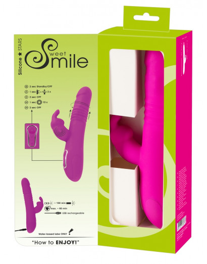 SMILE Rabbit - akkus, csiklókaros lökő-forgó vibrátor (pink)