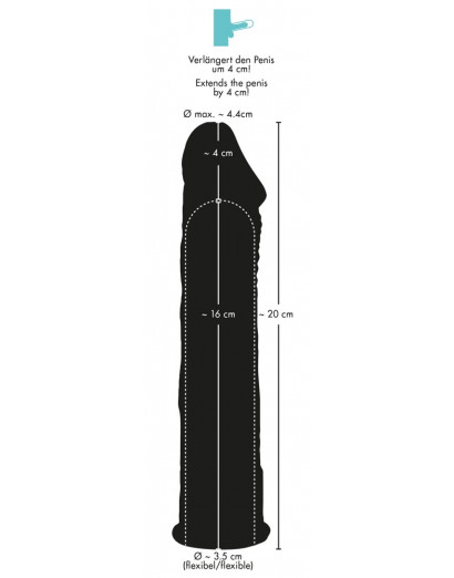 You2Toys - Silicone - hosszabbító péniszköpeny (fekete) - 20cm