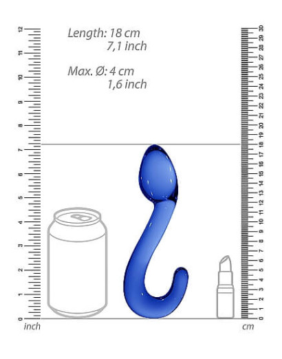 Christalino Champ - hajlított, G-pont üveg dildó (kék)