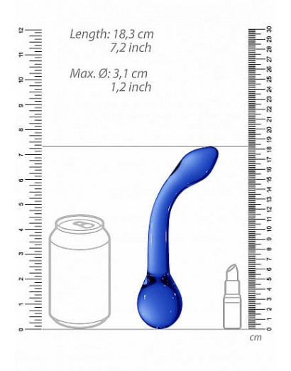 Christalino G-Rider - hajlított, G-pont üveg dildó (kék)