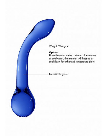 Christalino G-Rider - hajlított, G-pont üveg dildó (kék)