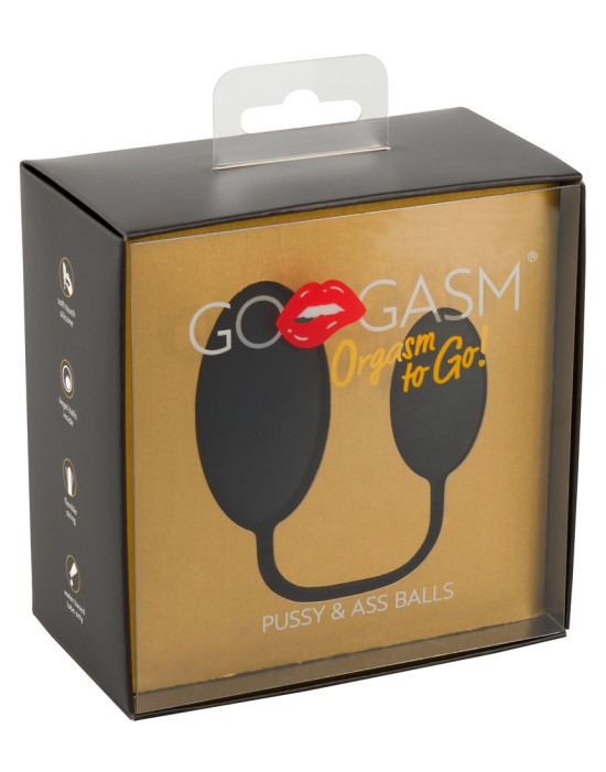 GoGasm Pussy & Ass - anál és hüvelyi gésagolyó duó (fekete)