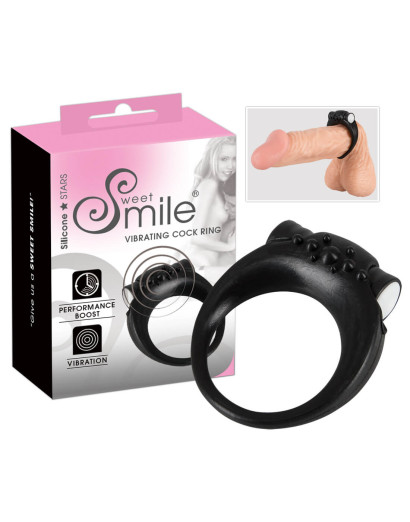 SMILE Stayer - vibrációs péniszgyűrű (fekete)