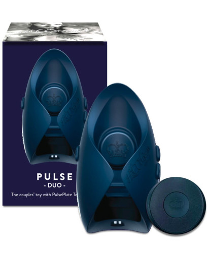 Pulse III Duo - akkus maszturbátor és párvibrátor (szürkés-kék)