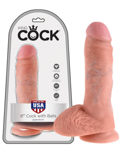 King Cock 8 herés dildó (20 cm) - natúr