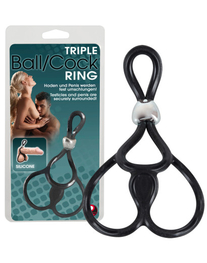 You2Toys - Tripla, állítható pénisz- és heregyűrű (fekete)