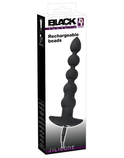 Black Velvet - akkus 5 gyöngyös anál vibrátor (fekete)