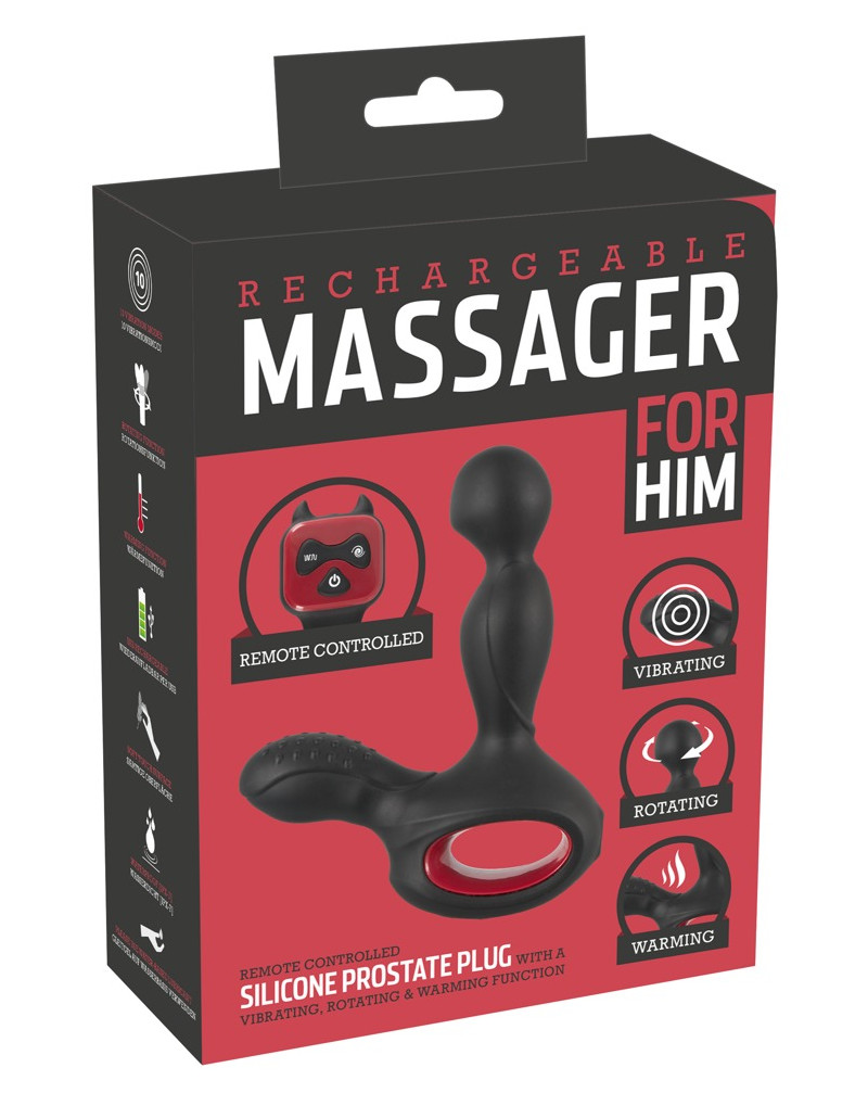 You2Toys Massager - akkus forgó, melegítő prosztata vibrátor (fekete)