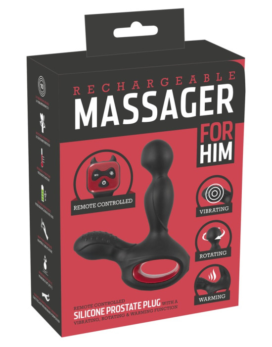 You2Toys Massager - akkus forgó, melegítő prosztata vibrátor (fekete)