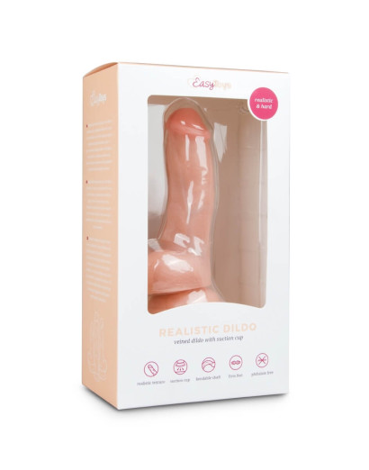 Easytoys - tapadótalpas, herés dildó (15cm) - natúr