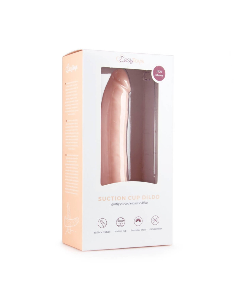 Easytoys - tapadótalpas 100% szilikon dildó (21cm) - natúr