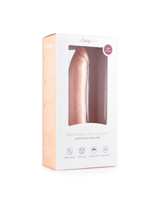 Easytoys - tapadótalpas 100% szilikon dildó (21cm) - natúr