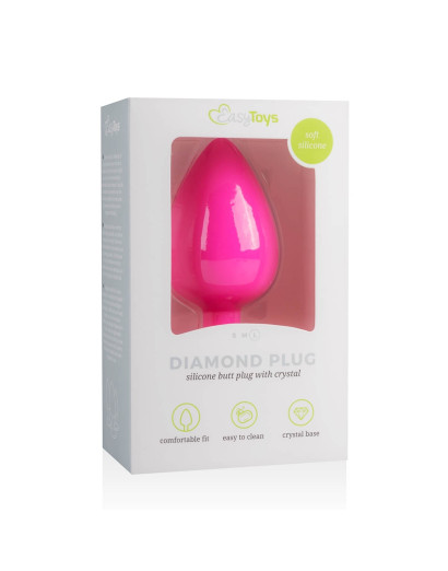 Easytoys Diamond - fehér köves anál dildó (nagy) - pink