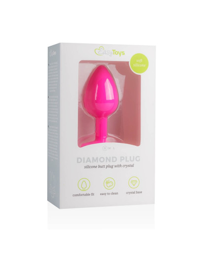 Easytoys Diamond - fehér köves anál dildó (kicsi) - pink