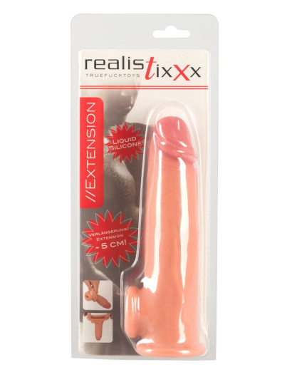 Realistixxx - heregyűrűs hosszabbító péniszköpeny - 19cm (natúr)