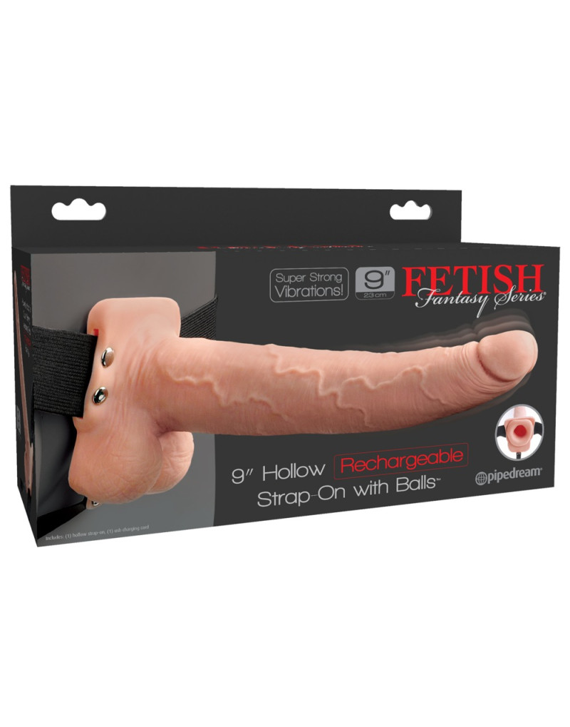 Fetish Strap-On 9 - akkus, felcsatolható, üreges vibrátor (natúr)