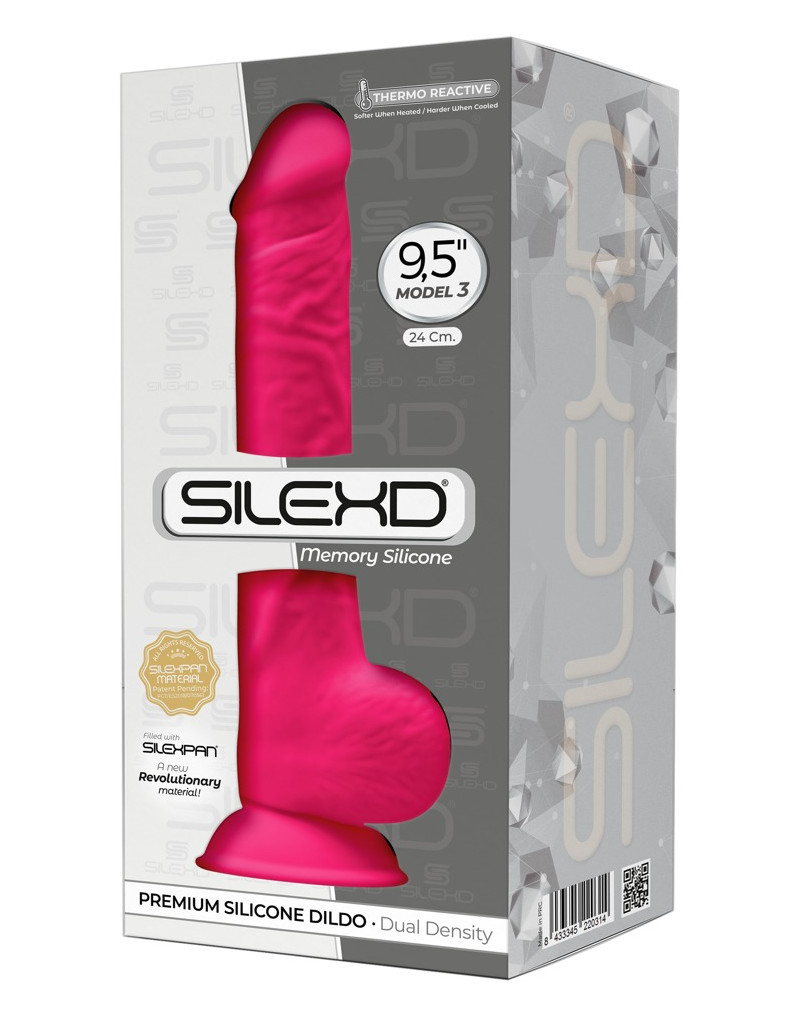 Silexd 9,5 - alakítható, tapadótalpas, herés dildó - 24cm (pink)