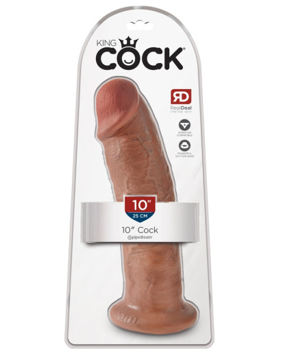 King Cock 10 - nagy tapadótalpas dildó (25cm) - sötét natúr