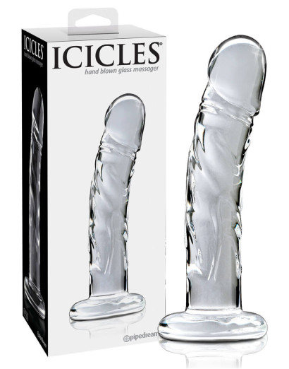Icicles No. 62 - péniszes üveg dildó (áttetsző)
