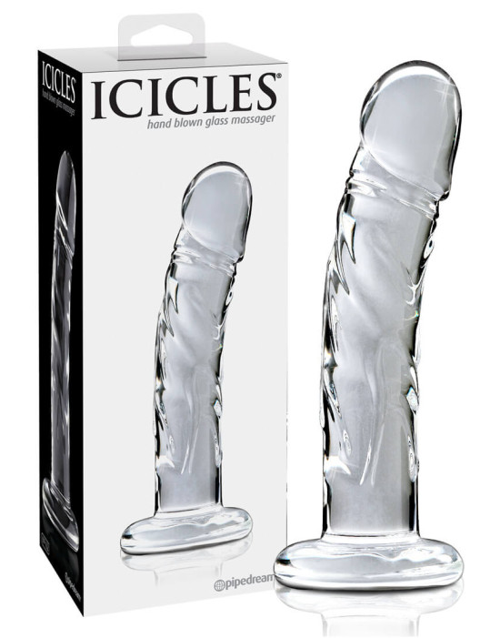 Icicles No. 62 - péniszes üveg dildó (áttetsző)
