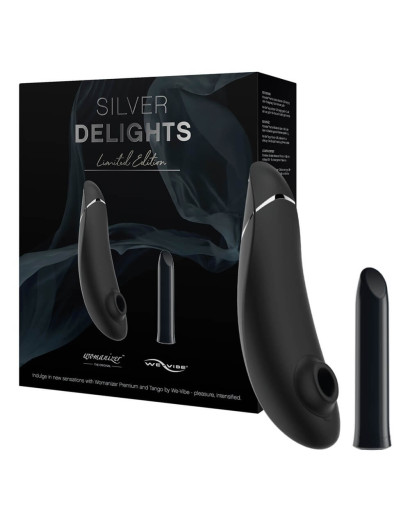 Womanizer Silver Delights - léghullámos vibrátor szett (fekete)