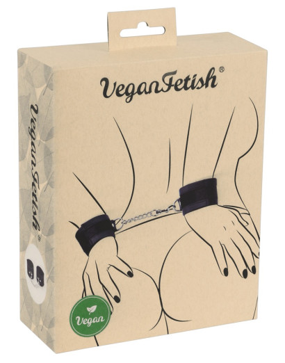 Vegan Fetish - csukló bilincs rövid lánccal (fekete)