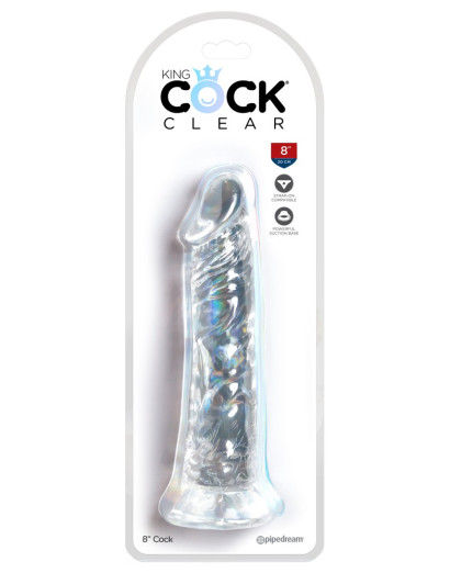 King Cock Clear 8 - tapadótalpas, nagy dildó (20cm)
