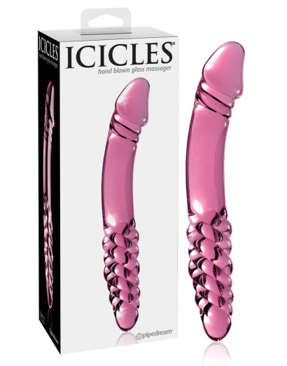 Icicles No. 57 - péniszes kétvégű üveg dildó (pink)