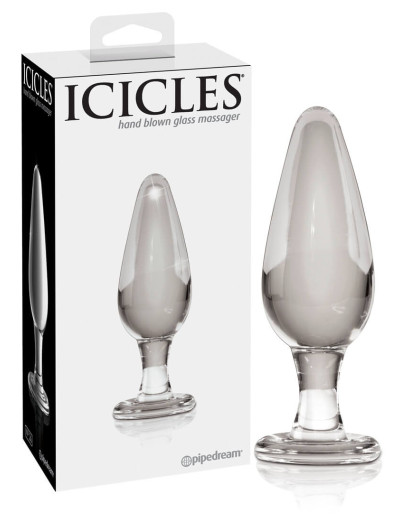 Icicles No. 26 - kúpos, üveg anál dildó (áttetsző)