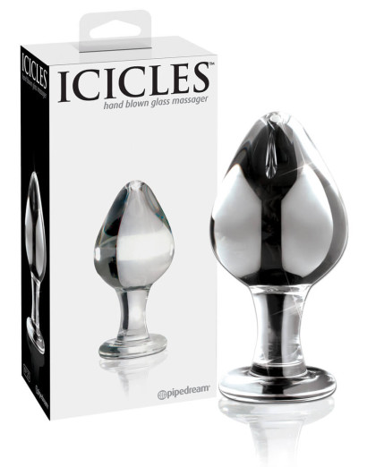 Icicles No. 25 - kúpos, üveg anál dildó (áttetsző)