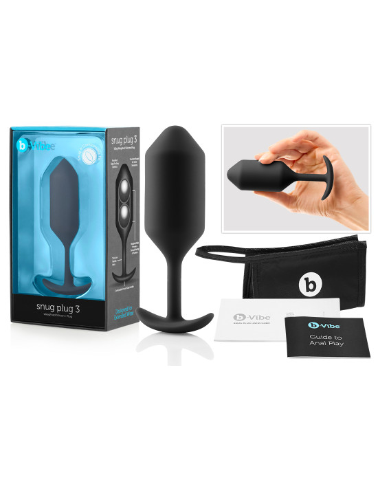 b-vibe Snug Plug 3 - dupla golyós anál dildó (180g) - fekete