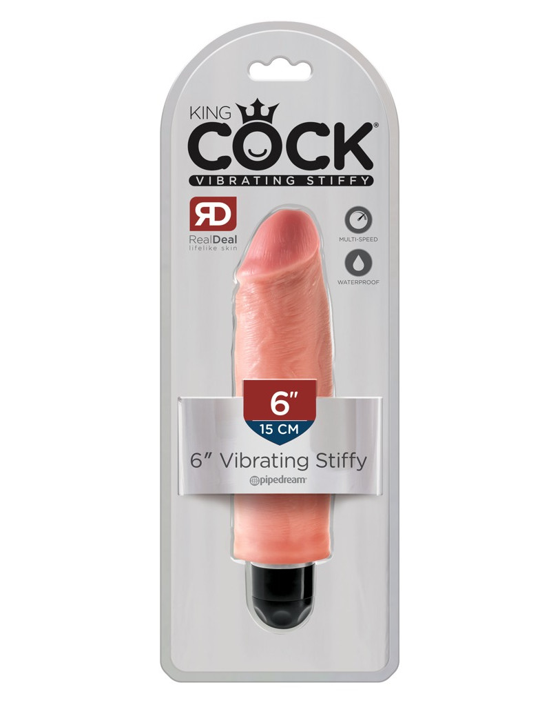 King Cock 6 Stiffy - vízálló, élethű vibrátor (15cm) - natúr