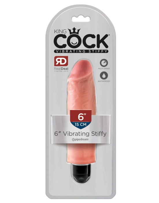 King Cock 6 Stiffy - vízálló, élethű vibrátor (15cm) - natúr