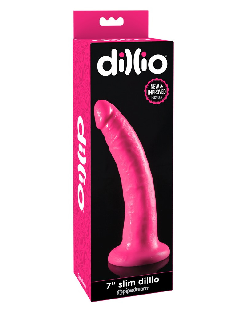 Dillio 7 - tapadótalpas, élethű dildó (18cm) - pink