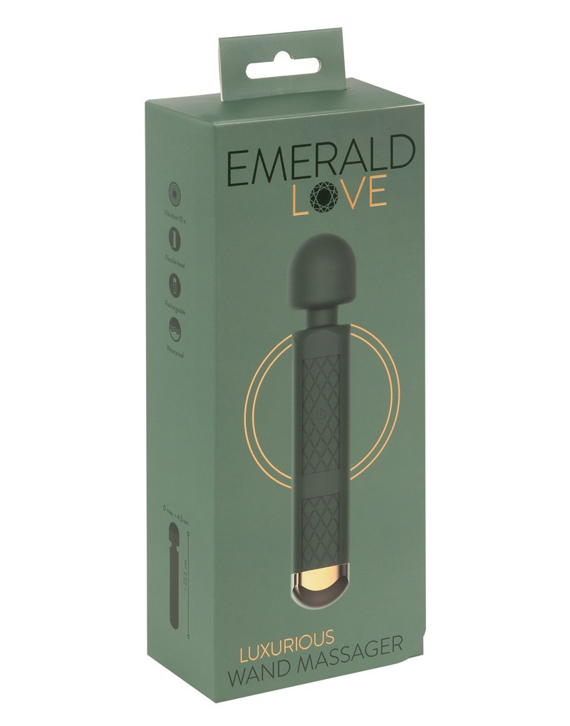 Emerald Love Wand - akkus, vízálló masszírozó vibrátor (zöld)