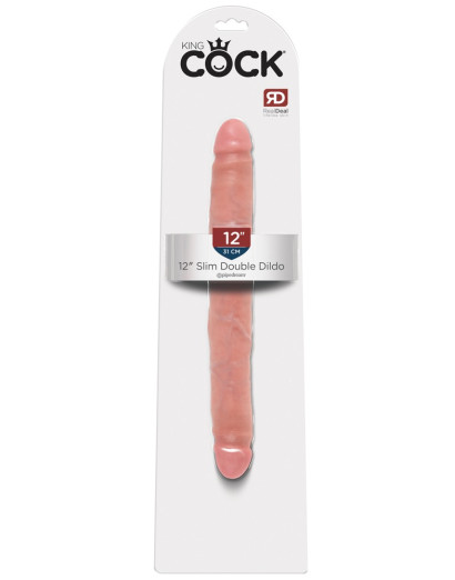 King Cock 12 Slim - élethű dupla dildó (31cm) - natúr