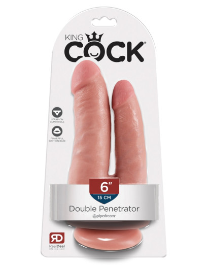 King Cock Double Penetrator - élethű dupla dildó (natúr)