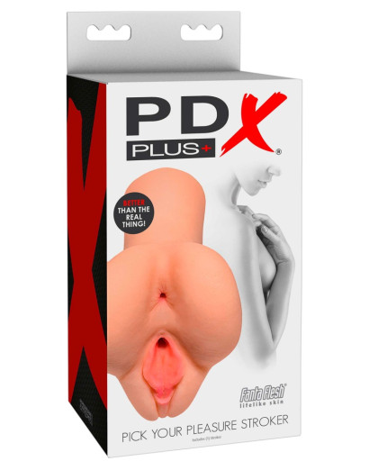 PDX Pick Your Pleasure Stroker - 2in1 élethű maszturbátor (natúr)