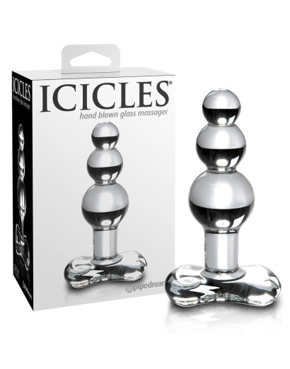 Icicles No. 47 - tripla gyöngyös, üveg anál dildó (áttetsző)