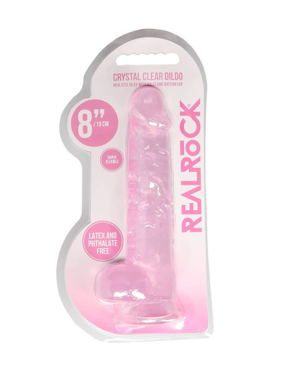 REALROCK - áttetsző élethű dildó - pink (19cm)