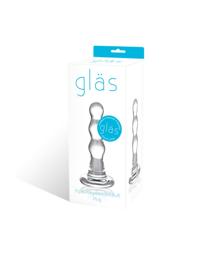 GLAS - hullámos üveg anál dildó (áttetsző)