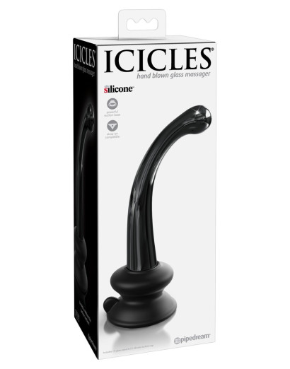 Icicles No. 87 - G+P-pont üveg dildó (fekete)