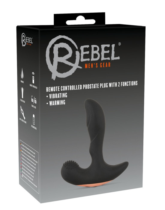 Rebel - akkus, rádiós melegítős anál vibrátor (fekete)