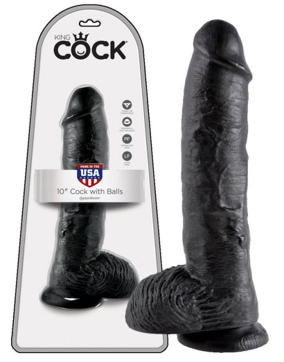 King Cock 10 herés dildó (25 cm) - fekete